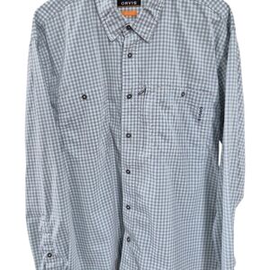 Orvis Men's Blue/ White Gingham Button Down Shirt XLarge